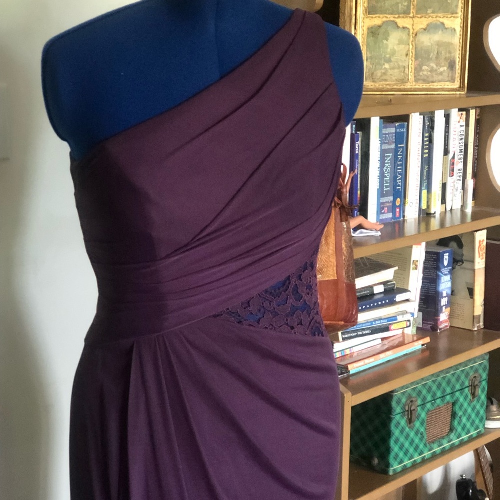 David’s Bridal Bridesmaid one shoulder floor length dress